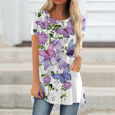 Ljetne majice s cvijećem, cvjetnim 3D printom, ulična odjeća, ženska vintage majica kratkih rukava, tunike, majice velikih veličina, ženska odjeća