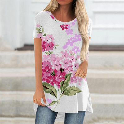 Ljetne majice s cvijećem, cvjetnim 3D printom, ulična odjeća, ženska vintage majica kratkih rukava, tunike, majice velikih veličina, ženska odjeća