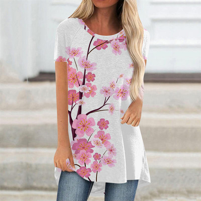 Ljetne majice s cvijećem, cvjetnim 3D printom, ulična odjeća, ženska vintage majica kratkih rukava, tunike, majice velikih veličina, ženska odjeća