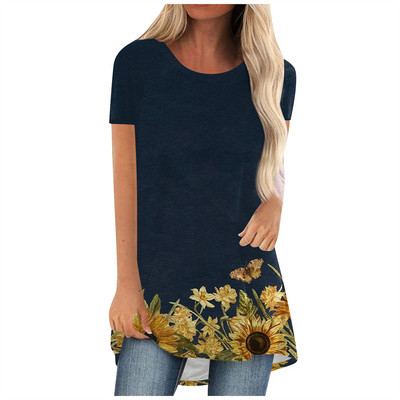 Ljetne majice s cvijećem, cvjetnim 3D printom, ulična odjeća, ženska vintage majica kratkih rukava, tunike, majice velikih veličina, ženska odjeća