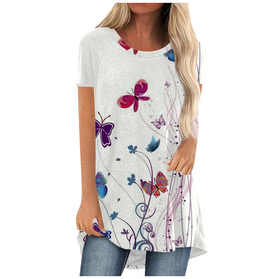 Ljetne majice s cvijećem, cvjetnim 3D printom, ulična odjeća, ženska vintage majica kratkih rukava, tunike, majice velikih veličina, ženska odjeća