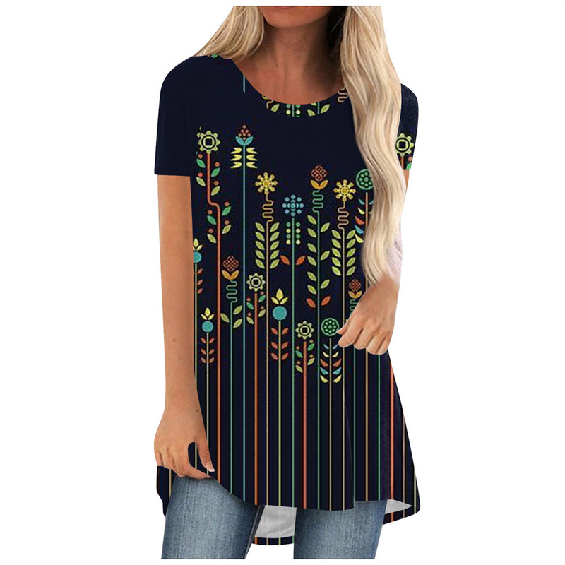 Ljetne majice s cvijećem, cvjetnim 3D printom, ulična odjeća, ženska vintage majica kratkih rukava, tunike, majice velikih veličina, ženska odjeća