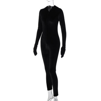 BKLD Φθινοπωρινά Γυναικεία Ρούχα 2023 Νέα σέξι μόδα Y2k μαύρες φόρμες με φερμουάρ και κουκούλα, λεπτή εφαρμογή, φόρμα γοφού με γάντια