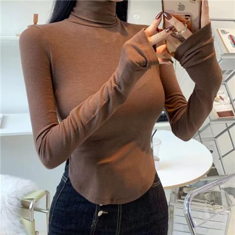 Jesenné Kpop Y2K tričko Dámske zimné korytnačie tenké crop topy Dámske tričko s dlhým rukávom Sexy vintage kórejské módne oblečenie