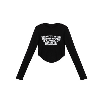 Dámske topy s dlhým rukávom a potlačou v kórejskom štýle s potlačou písmen, Harajuku Y2K, streetwear, nepravidelný štíhly strih, oblečenie