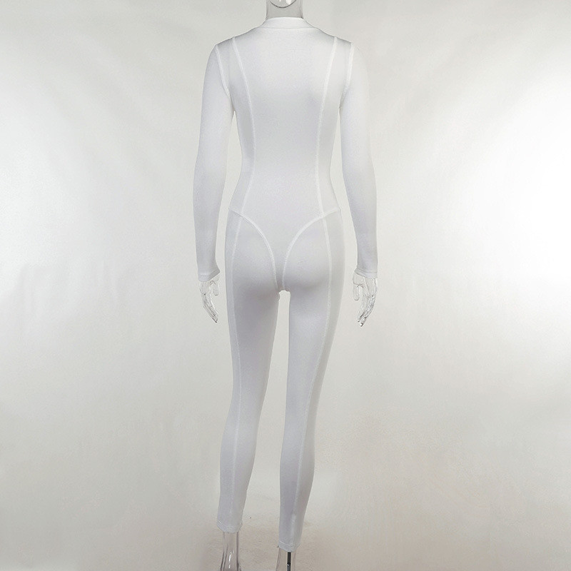 BKLD Zimska odjeća za žene Patchwork Sports Tanki ležerni kombinezon Okrugli izrez i patentni zatvarač Jednodijelni kombinezon dugih rukava