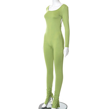 Дамски дрехи BKLD 2022, есен и зима, нови тънки еднокомпонентни панталони с дълги ръкави и дълги ръкави без гръб, зелени