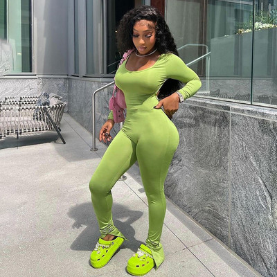 BKLD Ženska odjeća 2022. Jesen i zima Novi uski jednodelni kombinezoni dugih rukava s otvorenim leđima i dugim rukavima bez leđa