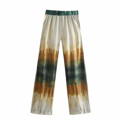 XEASY 2021 Nová letná dámska vintage dvojdielna súprava, batikovaná jednoradová košeľa s elastickým vysokým pásom, ležérne nohavice