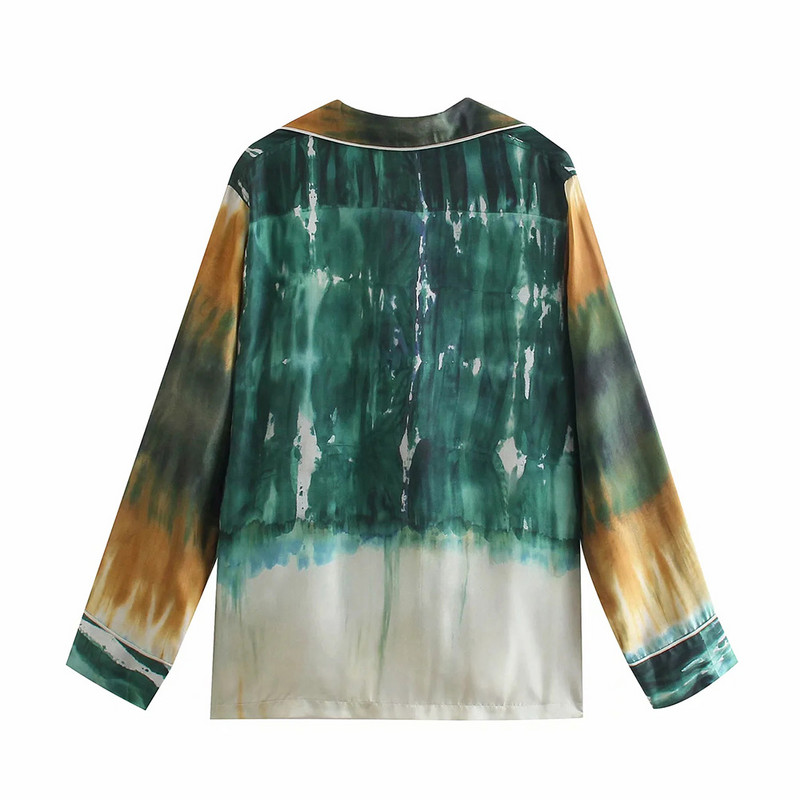 XEASY 2021 Nová letná dámska vintage dvojdielna súprava, batikovaná jednoradová košeľa s elastickým vysokým pásom, ležérne nohavice