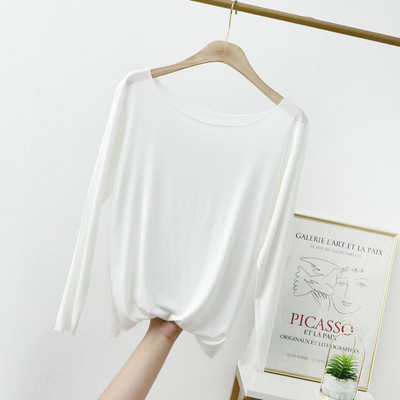 Jarné a letné tričko z modálnej bavlny s krátkym rukávom, voľné bezšvové, rovné, s lomeným výstrihom, tenké dámske topy