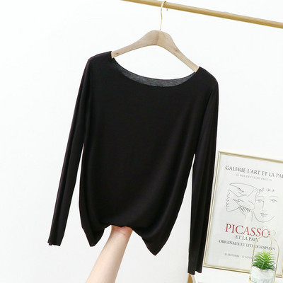 Jarné a letné tričko z modálnej bavlny s krátkym rukávom, voľné bezšvové, rovné, s lomeným výstrihom, tenké dámske topy