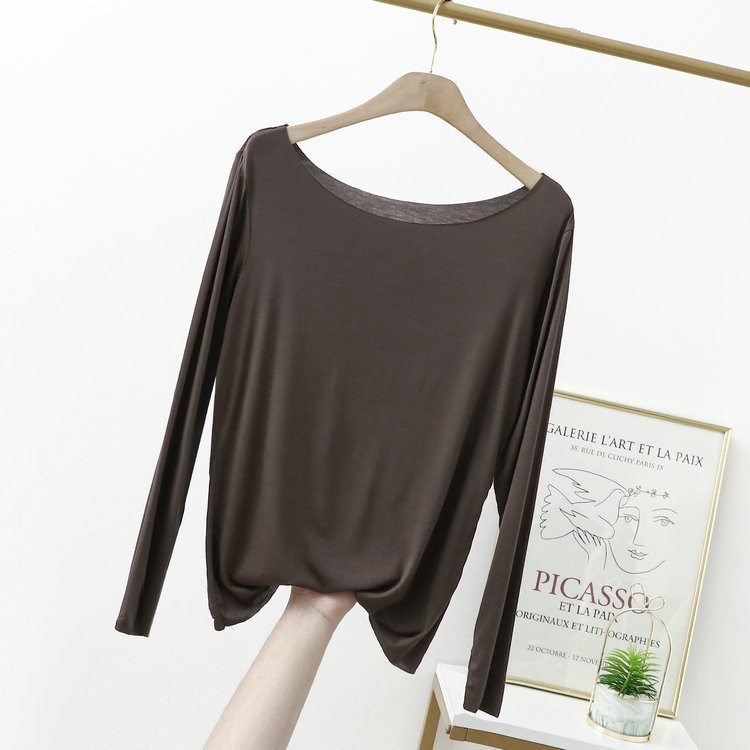 Jarné a letné tričko z modálnej bavlny s krátkym rukávom, voľné bezšvové, rovné, s lomeným výstrihom, tenké dámske topy