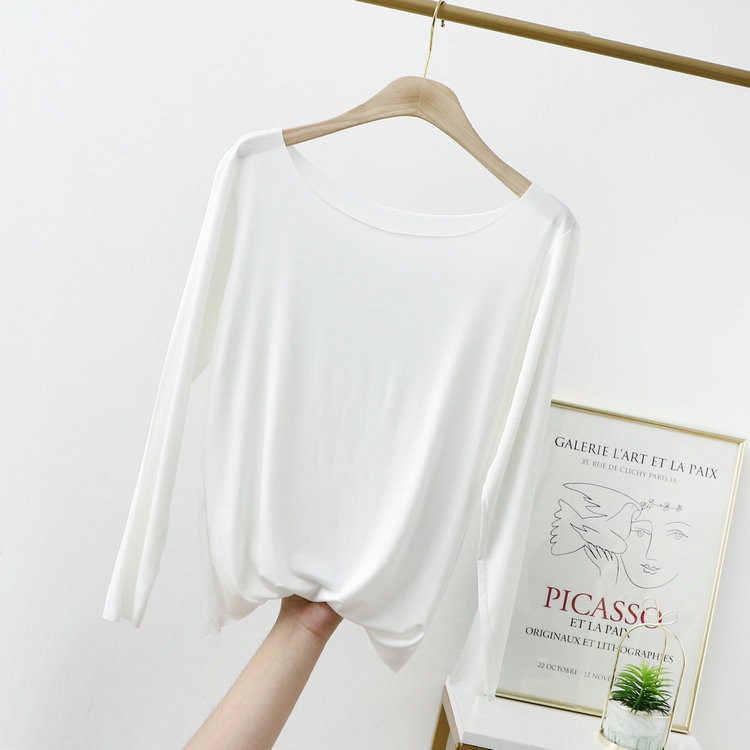 Jarné a letné tričko z modálnej bavlny s krátkym rukávom, voľné bezšvové, rovné, s lomeným výstrihom, tenké dámske topy