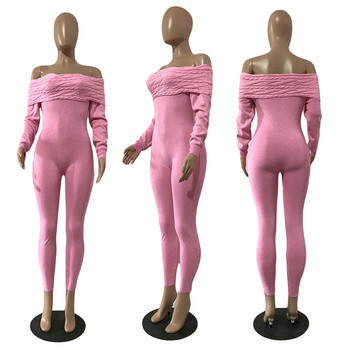 BKLD Γυναικεία Ρούχα Πλεκτομηχανές Twist Off The Shoulder Slash Λαιμόκοψη μακρυμάνικο Bodycon Ολόσωμη φόρμα σέξι λέσχης