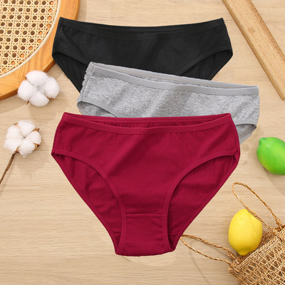 3 ks/sada bavlnených nohavičiek, dámske slipy, žakárový dizajn, dámske nohavičky, sexi dámske spodky, jednofarebné intímne nohavičky, veľkosť S-XL