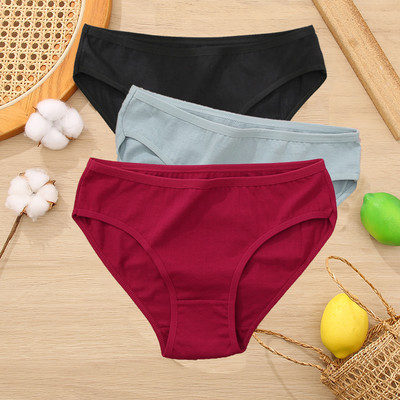 3 ks/sada bavlnených nohavičiek, dámske slipy, žakárový dizajn, dámske nohavičky, sexi dámske spodky, jednofarebné intímne nohavičky, veľkosť S-XL