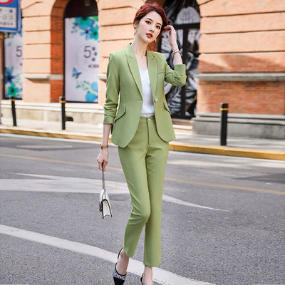 Ținută Pantaloni din bumbac Costum Business Femei 2 Seturi de pantaloni Blazer și Top Formal Set două piese Pantaloni pentru femei Îmbrăcăminte în stil coreean