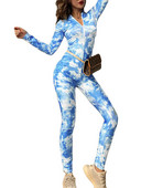 Ženski kombinezon dugih rukava s tie-dye printom Ženski modni kombinezon za sportsku dnevnu odjeću
