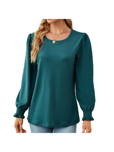 Dámske voľné tričko s dlhým rukávom a okrúhlym výstrihom