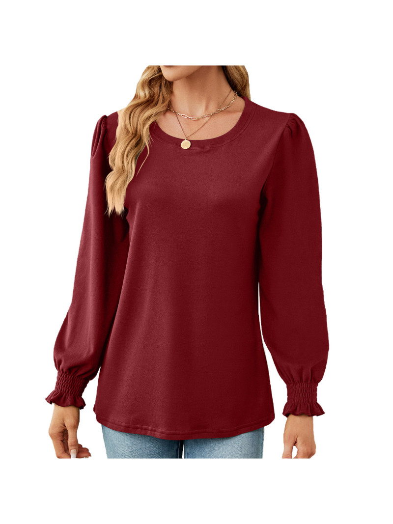 Dámske voľné tričko s dlhým rukávom a okrúhlym výstrihom