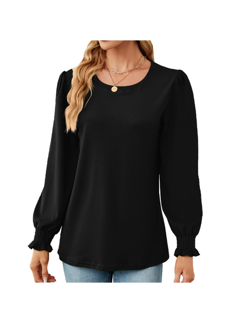 Dámske voľné tričko s dlhým rukávom a okrúhlym výstrihom