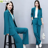 Novo korejsko modno ležerno odijelo za proljeće i jesen 2023. Poslovna odjeća Hlače širokih nogavica Elegantni ženski dvodijelni set