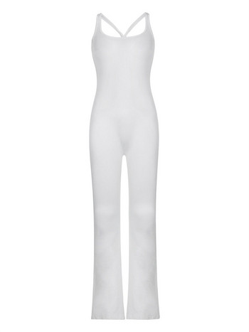 Γυναικεία ολόσωμη φόρμα με μακρυμάνικο τετράγωνο λαιμό και φαρδύ πόδι γιόγκα παντελόνι γυμναστικής Bodycon Romper