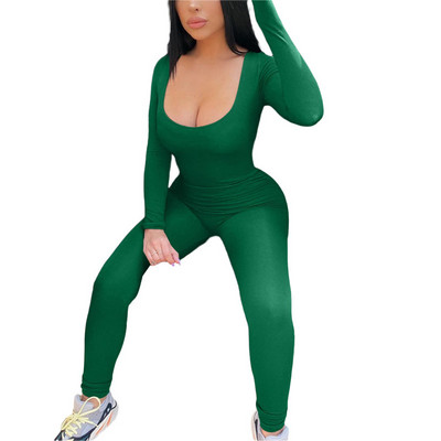 Ženski kombinezoni za jogu Vježbanje Rebrasti četvrtasti izrez Hlače uz donji dio dugih rukava Sportski kombinezoni za fitnes Uska odjeća Y2K 2000-ih