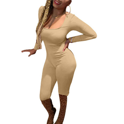 Ženski kombinezoni za jogu Vježbanje Rebrasti četvrtasti izrez Hlače uz donji dio dugih rukava Sportski kombinezoni za fitnes Uska odjeća Y2K 2000-ih