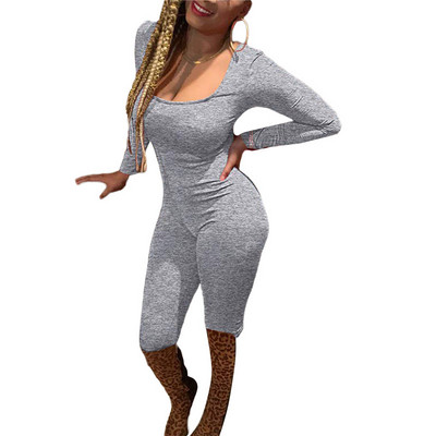 Ženski kombinezoni za jogu Vježbanje Rebrasti četvrtasti izrez Hlače uz donji dio dugih rukava Sportski kombinezoni za fitnes Uska odjeća Y2K 2000-ih