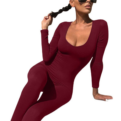 Ženski kombinezoni za jogu Vježbanje Rebrasti četvrtasti izrez Hlače uz donji dio dugih rukava Sportski kombinezoni za fitnes Uska odjeća Y2K 2000-ih