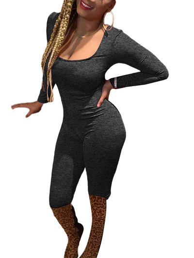 Ženski kombinezoni za jogu Vježbanje Rebrasti četvrtasti izrez Hlače uz donji dio dugih rukava Sportski kombinezoni za fitnes Uska odjeća Y2K 2000-ih