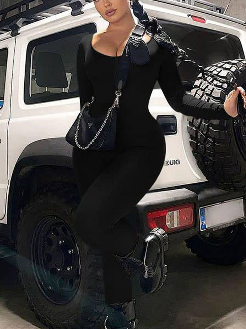 Ženski kombinezoni za jogu Vježbanje Rebrasti četvrtasti izrez Hlače uz donji dio dugih rukava Sportski kombinezoni za fitnes Uska odjeća Y2K 2000-ih