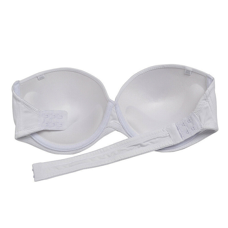 Dámska push-up podprsenka Vgplay, biela, vyztužená, bez ramienok, spodná bielizeň s chrbtom, priehľadný ramienok, ohlávka, braletka s veľkým košíčkom ABCDE