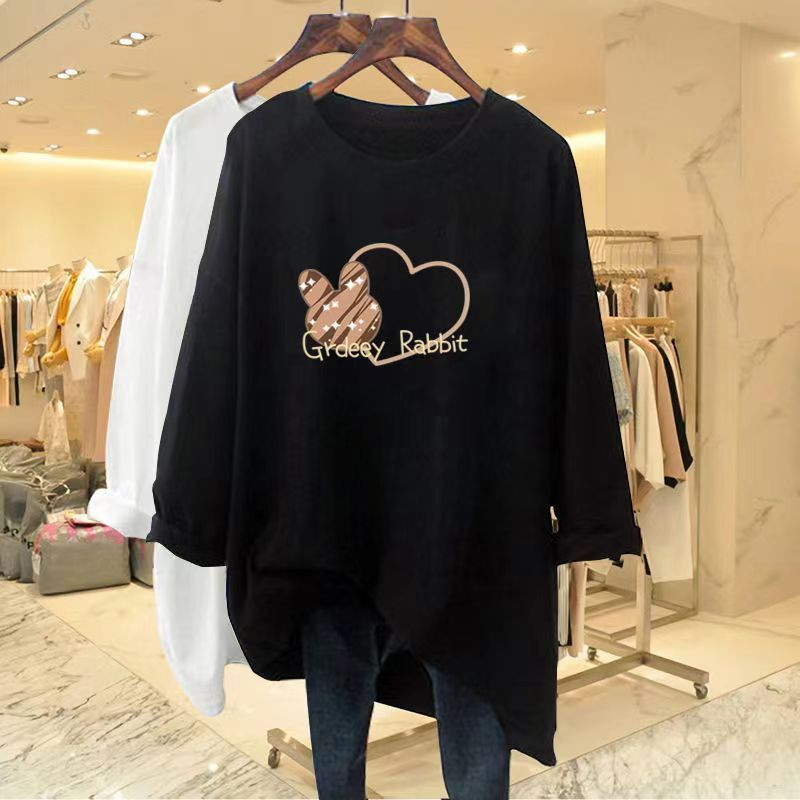 Jesenska majica dugih rukava od čistog pamuka, ženske majice s O-izrezom, široke prevelike, ležerne majice s printom, novi jednostavni šik puloveri iz 2023.