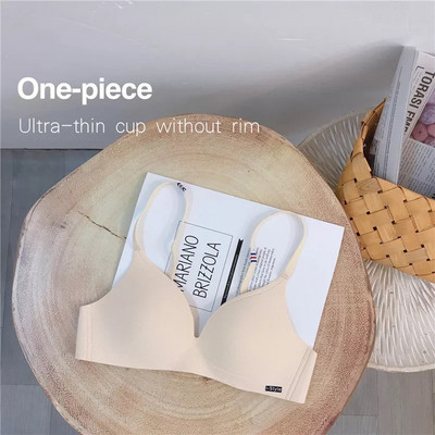 Ženski jednodijelni lagani čvrsti grudnjak Bešavno nabrano donje rublje Ultra tanki push-up grudnjaci Bežična prozračna kopča s dvostrukim kopčanjem