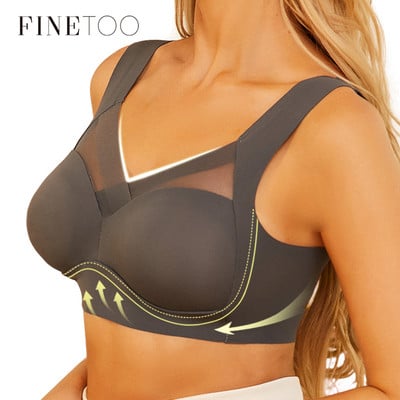 FINETOO Sutiene sexy în V adânc pentru femei, din dantelă, fără sudură, de culoare solidă, bralette L-3XL, sutien fără fir de dimensiuni mari, lenjerie 2022