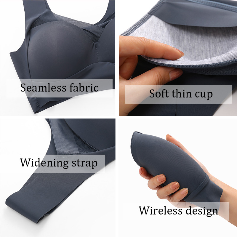 FINETOO seksi duboki V grudnjaci Žensko patchwork čipkasto bešavno jednobojno donje rublje Bralette L-3XL Bežični grudnjak veće veličine 2022