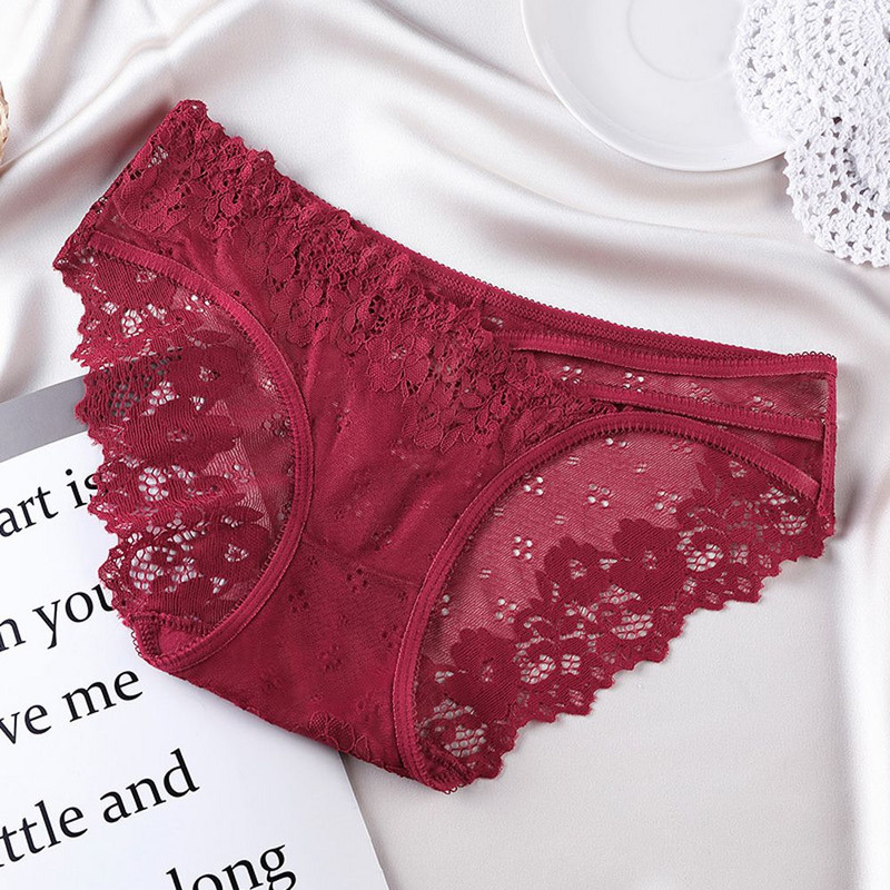 Novo žensko donje rublje s čipkom u obliku cvijeta, seksi gaćice srednjeg struka, jednobojne, udobne ženske donje rublje, gaćice T-oblika