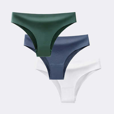 BANNIROU 3 buc. Chiloți pentru femei Lenjerie de corp Fitness Sport Lenjerie de femeie fără cusături Sexy T-back Tanga Thong Ice Mătase Intimate