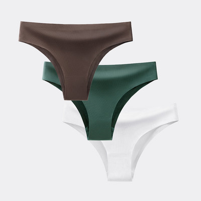 BANNIROU 3 buc. Chiloți pentru femei Lenjerie de corp Fitness Sport Lenjerie de femeie fără cusături Sexy T-back Tanga Thong Ice Mătase Intimate