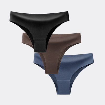 BANNIROU 3 buc. Chiloți pentru femei Lenjerie de corp Fitness Sport Lenjerie de femeie fără cusături Sexy T-back Tanga Thong Ice Mătase Intimate