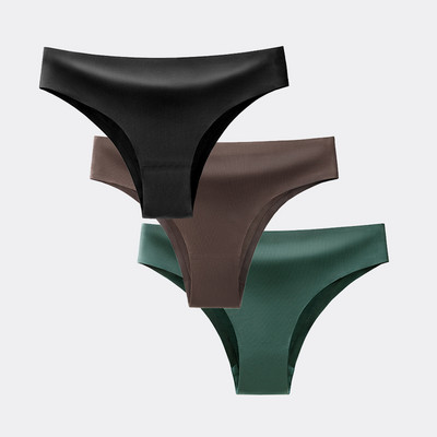 BANNIROU 3 buc. Chiloți pentru femei Lenjerie de corp Fitness Sport Lenjerie de femeie fără cusături Sexy T-back Tanga Thong Ice Mătase Intimate