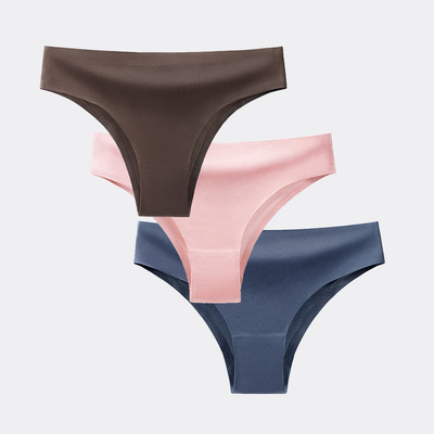 BANNIROU 3 buc. Chiloți pentru femei Lenjerie de corp Fitness Sport Lenjerie de femeie fără cusături Sexy T-back Tanga Thong Ice Mătase Intimate