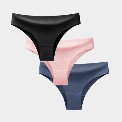 BANNIROU 3 buc. Chiloți pentru femei Lenjerie de corp Fitness Sport Lenjerie de femeie fără cusături Sexy T-back Tanga Thong Ice Mătase Intimate