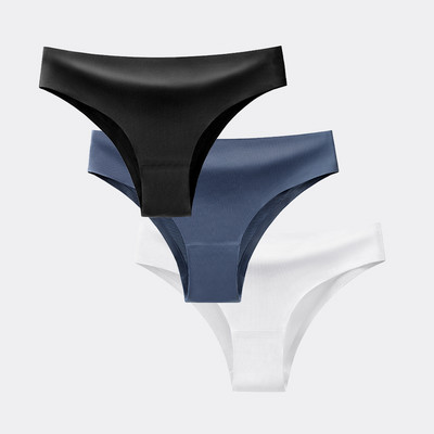 BANNIROU 3 buc. Chiloți pentru femei Lenjerie de corp Fitness Sport Lenjerie de femeie fără cusături Sexy T-back Tanga Thong Ice Mătase Intimate