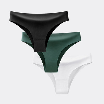 BANNIROU 3 buc. Chiloți pentru femei Lenjerie de corp Fitness Sport Lenjerie de femeie fără cusături Sexy T-back Tanga Thong Ice Mătase Intimate