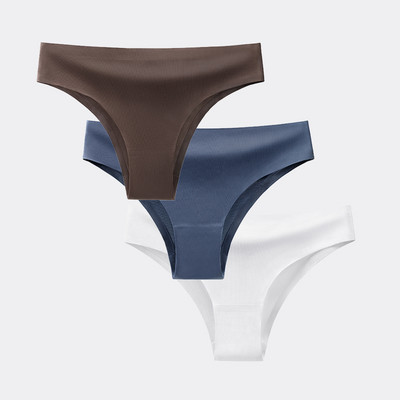 BANNIROU 3 buc. Chiloți pentru femei Lenjerie de corp Fitness Sport Lenjerie de femeie fără cusături Sexy T-back Tanga Thong Ice Mătase Intimate