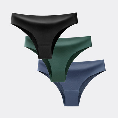 BANNIROU 3 buc. Chiloți pentru femei Lenjerie de corp Fitness Sport Lenjerie de femeie fără cusături Sexy T-back Tanga Thong Ice Mătase Intimate